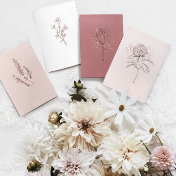 Typoflora Rose Gold Foil Floral Notecard